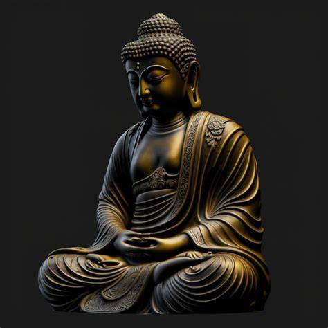 arte zen Buddha bambú dorado fondo oscuro