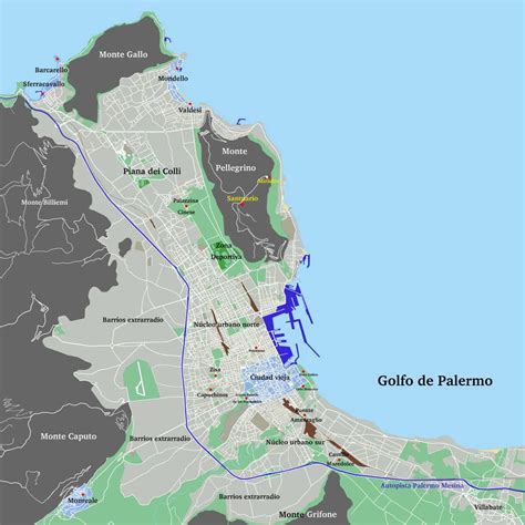 mapa de Palermo y Monte Pellegrino