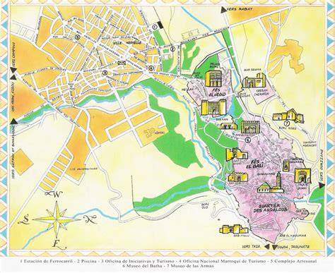 mapa de Fez y áreas sagradas