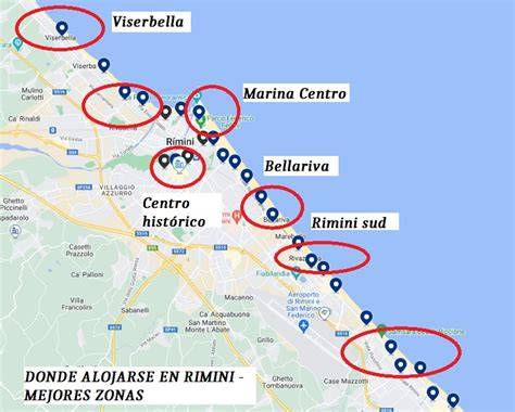 Mapa de Rimini y centros culturales