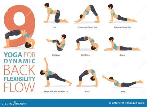 ilustración de postura de espalda y asanas