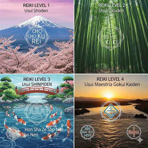 infografico esquemas de niveles Reiki