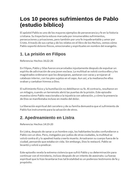 lista de sufrimientos del apóstol