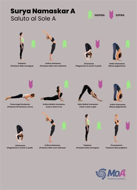 schemi delle posizioni di Surya Namaskara