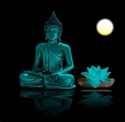 inspiración zen con figura de Buda turquesa