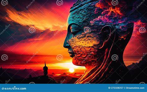 statua buddha y mirador al atardecer