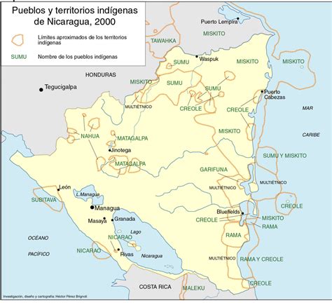 mapa temático de la región y territorios indígenas
