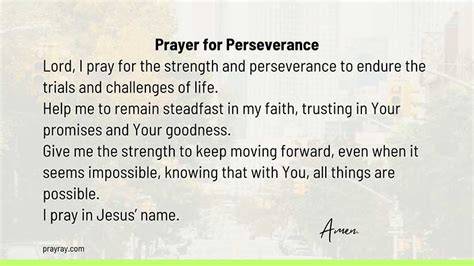 chart showing perseverance in prayer