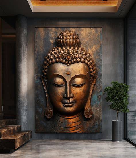 poster Buddha sorridente lines on wall
