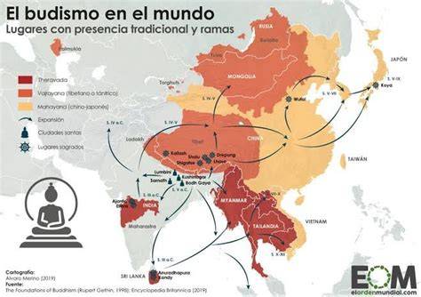 mapa del patrimonio budista en Asia