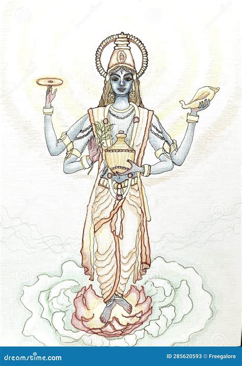 ilustración de Dhanvantari con Kalasha de néctar