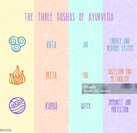 ilustración de los tres doshas vata pitta kapha