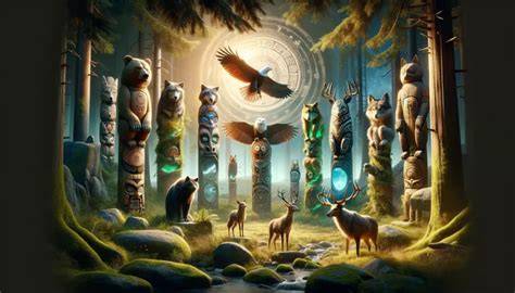 iconografía de chamanes y totems animales