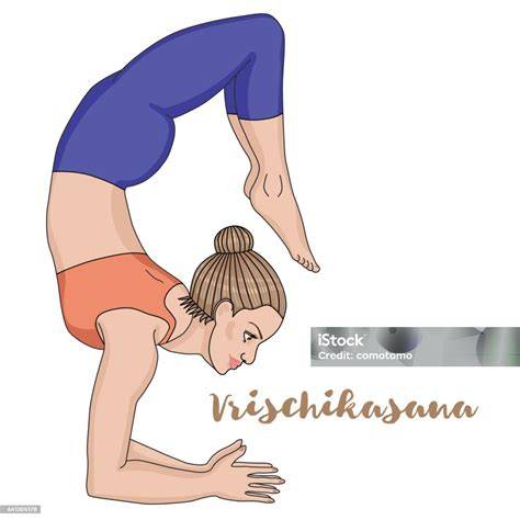 Ilustración de Postura del Escorpión Vrischikasana