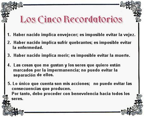 gráfico de los Cinco Recordatorios