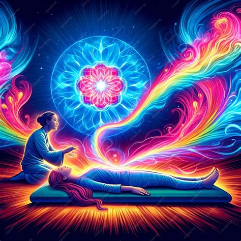 ilustración de energía Reiki y respiración