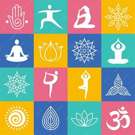 iconos yoga simbolos ilustracion general
