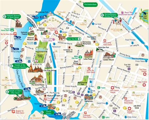 Mapa de Bangkok y Wat Traimit