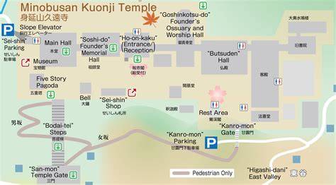 Mapa del templo Minobusan Kuonji y su ubicación