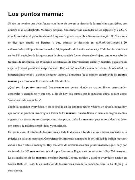Esquema de los 107 puntos marma clave
