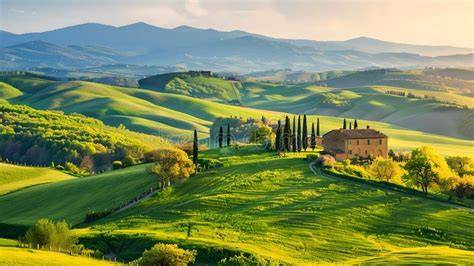 agrupación de olivos y vistas al paisaje toscano