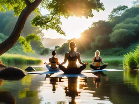 escenario de yoga junto al río Adige