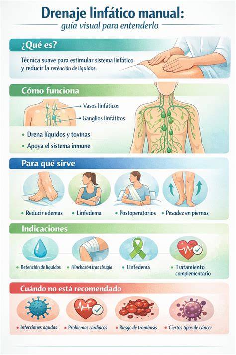 Infografía sobre masaje holístico y drenaje linfático