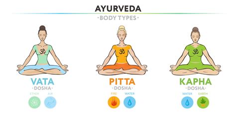 Diagrama de doshas Vata, Pitta y Kapha