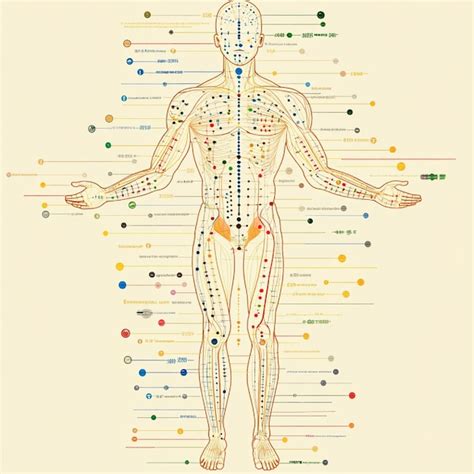 ilustración de canales energéticos y puntos de acupuntura