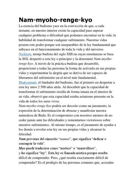 diagrama del significado de Nam-myoho-renge-kyo