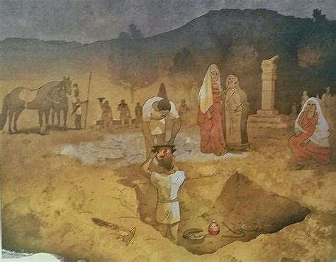 Ilustración de tumba mesolítica y ajuar ritual
