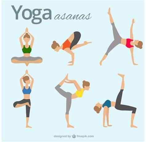 ilustraciones de estilos de yoga y asanas