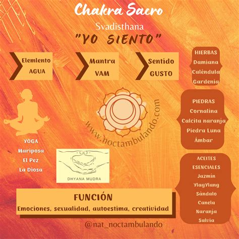 infografía chakra sacro y correspondencias elementales