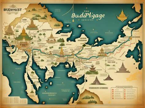 Mapa de rutas budistas y lugares sagrados
