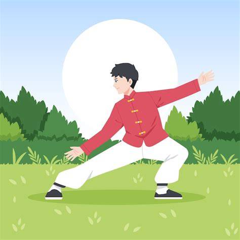 ilustracion de bastón y sable en Tai Chi