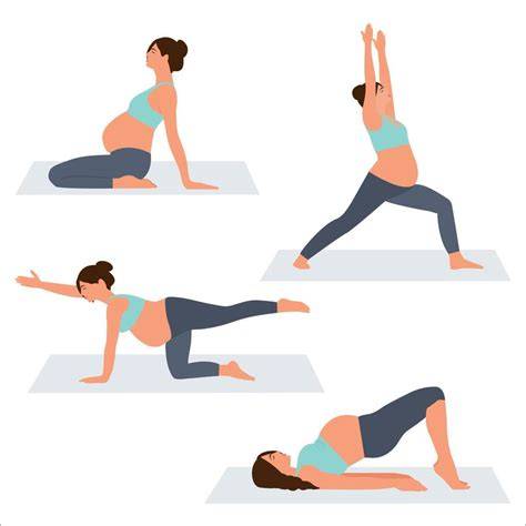 ilustracion de posturas de yoga prenatal