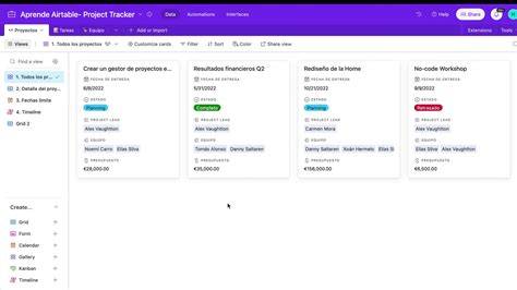 Airtable base de datos con vistas de proyecto