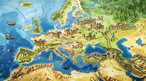 Mapa de distribución de tradiciones agiográficas en Europa medieval