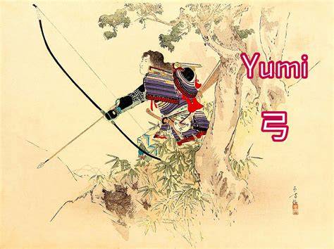 Arco japonés yumi simetrico y flecha