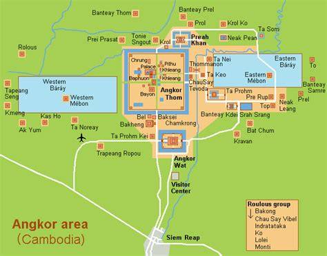 Angkor Wat mapa y foso monumental