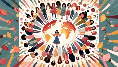 ilustración de meditación y mujeres unidas