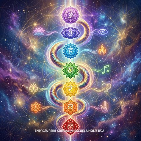 ilustración de Kundalini y chakras
