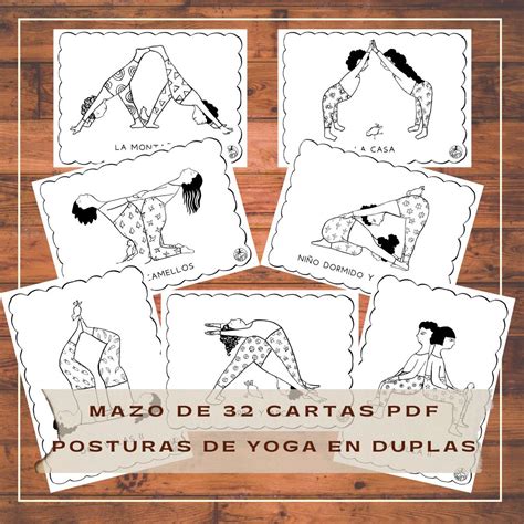Cartas de yoga con dibujos y posturas