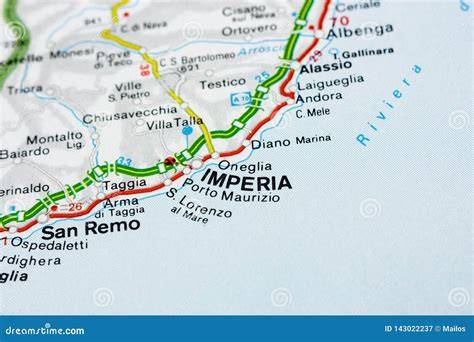 mapa de Imperia y Sanremo con rutas de acceso