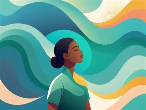 ilustración de serenidad y respiración consciente