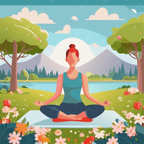 Ilustración de entorno de meditación en naturaleza