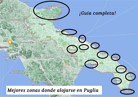 Mapa de la Puglia y lugares de Paz