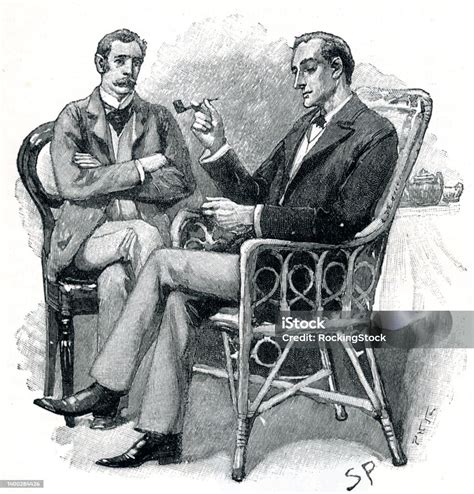 Ilustración de Holmes y Watson con rosas y filosofía