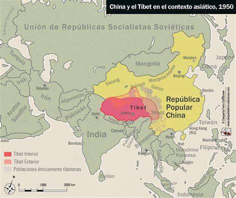 mapa geopolítico del Tíbet y sus vecinos