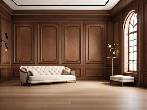 walnut wood boiserie contemporary detailing